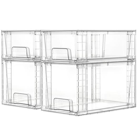 Clear Stackable Storage Drawers Plastic Organizer Bins Under Sink Kitchen Bathro